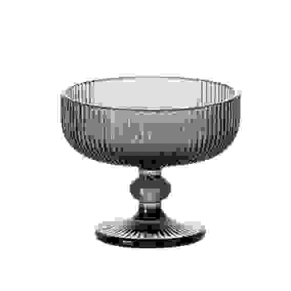 Бокал-креманка Грея, 250мл, стекло, серый, рифленый MILLIMI