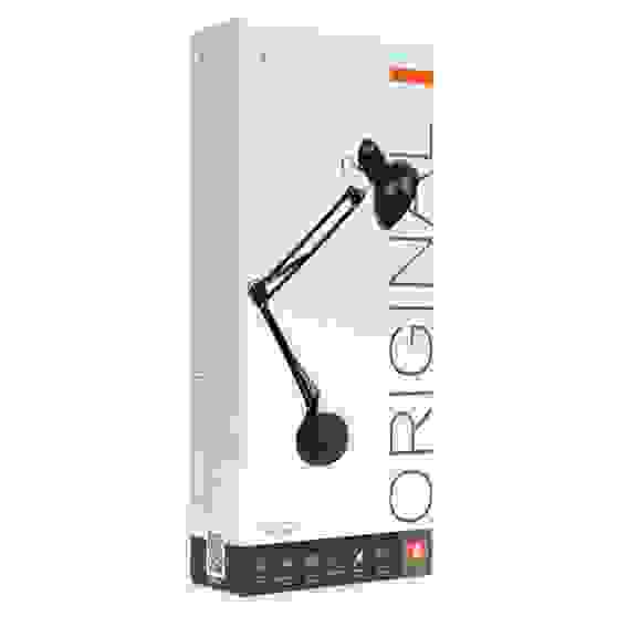 Светильник настольный Лунд Е27,60Вт,230В,85см, струбцина,подставка,каб.140см,металл,черный BY