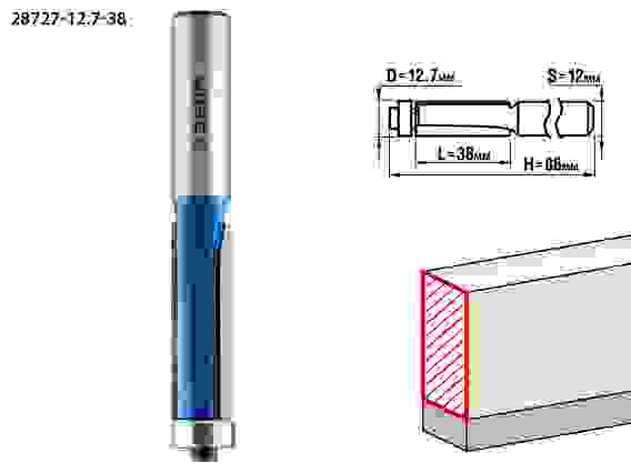 Фреза кром. с ниж. подшип., 12.7x38мм, хвостовик 12мм, Профессионал ЗУБР