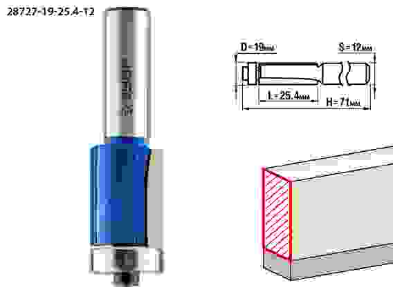 Фреза кром. с ниж. подшип., 19x25.4мм, хвостовик 12мм, Профессионал ЗУБР