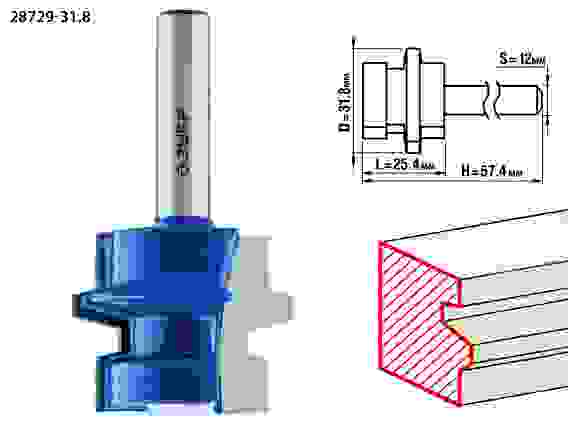 Фреза комбинир. унив., 31.8x25,4мм, хвостовик 8мм, Профессионал ЗУБР