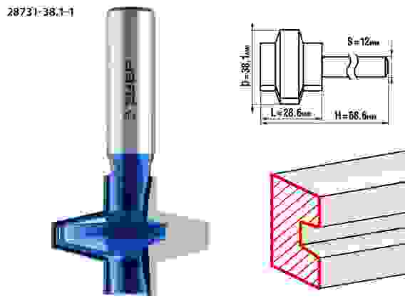 Фреза пазо-шип. наборн., 38.1x28.6мм, хвостовик 12мм, Профессионал ЗУБР