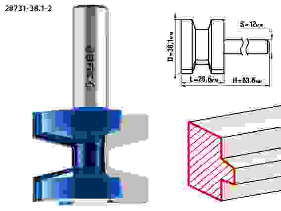 Фреза пазо-шип. наборн., 38.1x28.6мм, хвостовик 12мм, Профессионал ЗУБР
