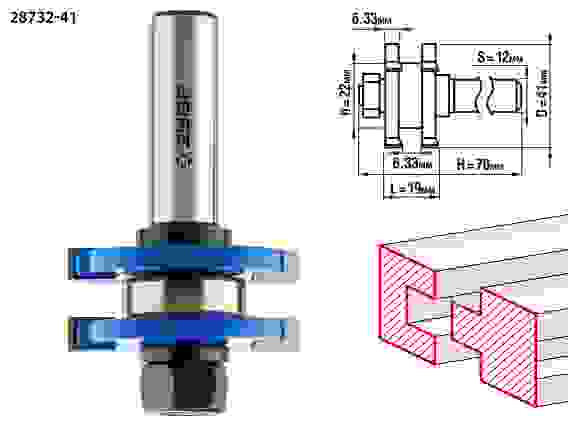 Фреза комбинир. пазо-шип., 41x19мм, хвостовик 12мм, Профессионал ЗУБР