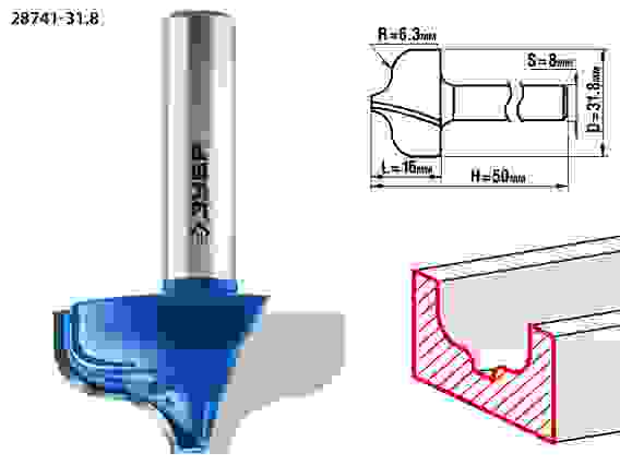 Фреза пазовая фасонная №2, 31.8x16мм, r=6.3мм, Профессионал ЗУБР