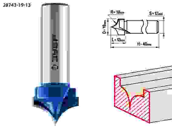 Фреза пазовая фасонная №4, 19x13мм, r=10мм, Профессионал ЗУБР
