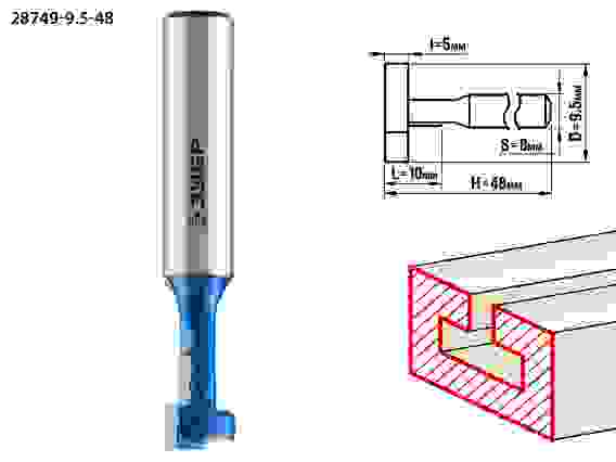 Фреза пазовая Т-образная №1, 9.5x10мм, h=5мм, Профессионал ЗУБР