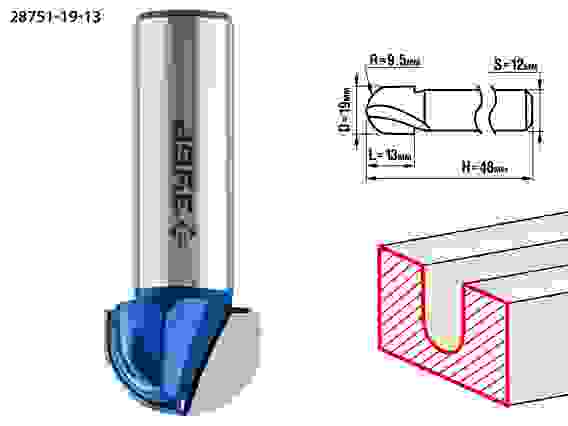 Фреза пазовая галтельная, 19x13мм, r=9.5мм, Профессионал ЗУБР