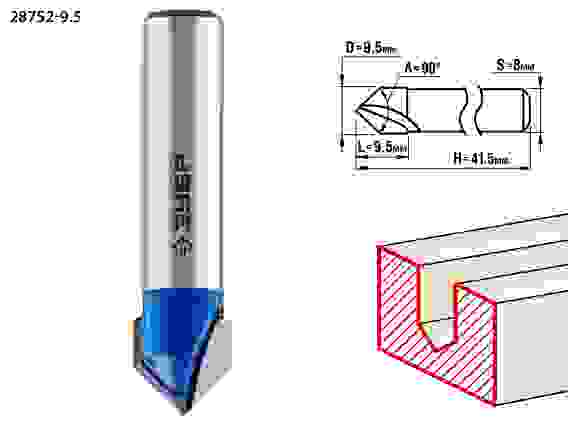 Фреза пазов. галтельная V-обр., 9.5x9.5мм, 90°, Профессионал ЗУБР