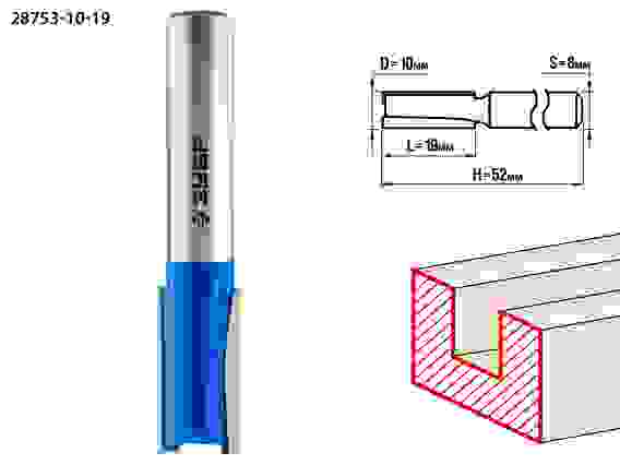Фреза пазовая прямая, 10x19мм, хвостовик 8мм, Профессионал ЗУБР