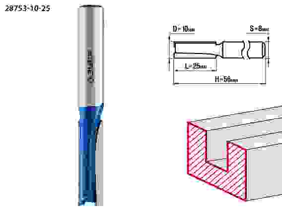 Фреза пазовая прямая, 10x25мм, хвостовик 8мм, Профессионал ЗУБР