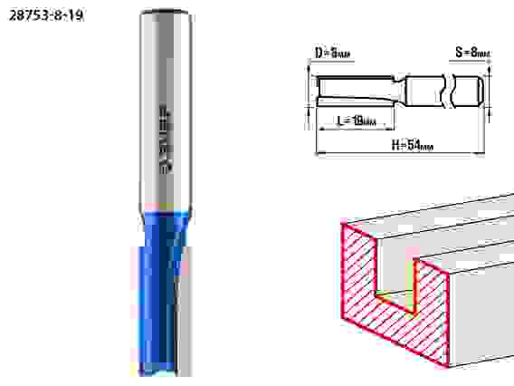 Фреза пазовая прямая, 8x19мм, хвостовик 8мм, Профессионал ЗУБР