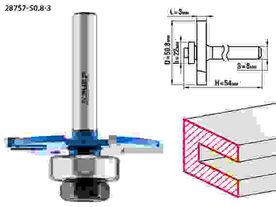 Фреза горизонтально-пазовая, 50.8x3мм, хв. 8мм, Профессионал ЗУБР