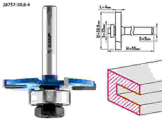 Фреза горизонтально-пазовая, 50.8x4мм, хв. 8мм, Профессионал ЗУБР
