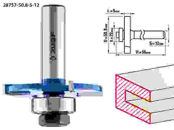Фреза горизонтально-пазовая, 50.8x5мм, хв. 12мм, Профессионал ЗУБР