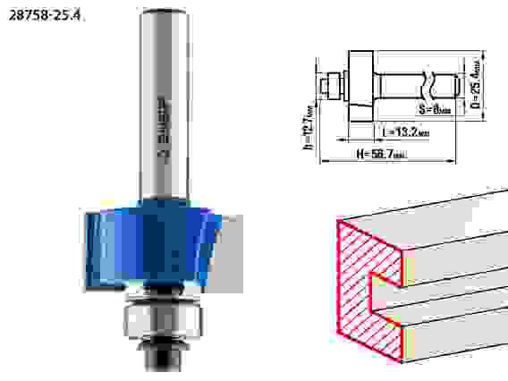 Фреза фальцевая, 25.4x13мм, хвостовик 8мм, Профессионал ЗУБР