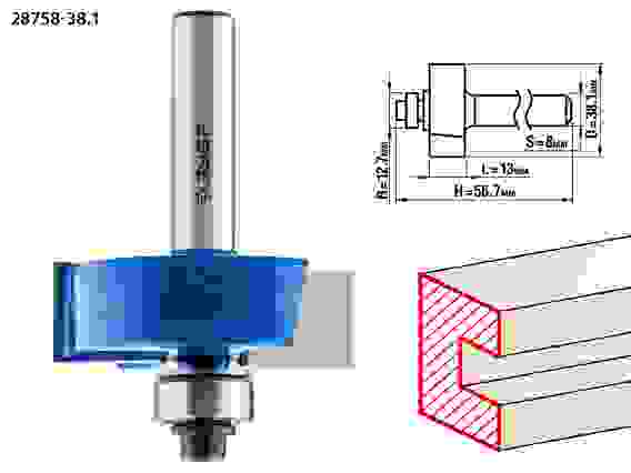 Фреза фальцевая, 38.1x13мм, хвостовик 12мм, Профессионал ЗУБР