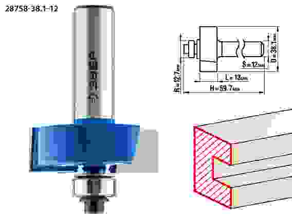 Фреза фальцевая, 38.1x13мм, хвостовик 12мм, Профессионал ЗУБР