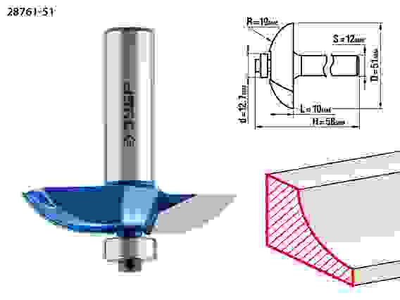 Фреза фигирейная №2, 51x10мм, r=19мм, Профессионал ЗУБР
