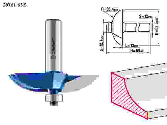 Фреза фигирейная №2, 63.5x13мм, r=25.4мм, Профессионал ЗУБР