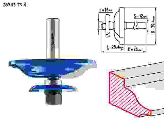 Фреза фигирейная двухсторонняя, 79.4x25.4мм, хвостовик 12мм, Профессионал ЗУБР