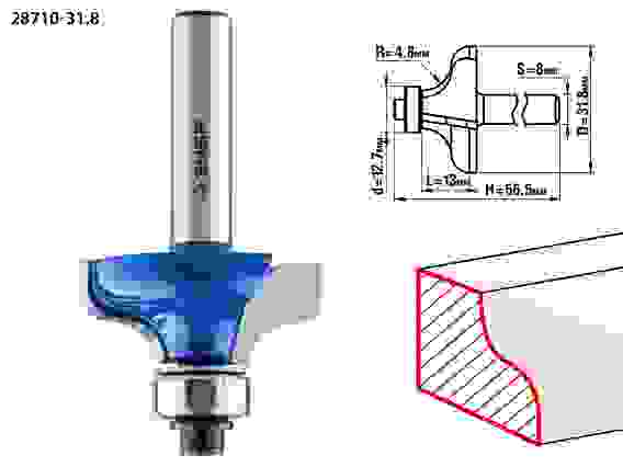 Фреза кром. калевочная №8, 31.8x14мм, r=4.8мм, Профессионал ЗУБР