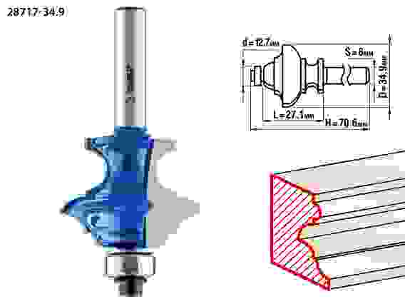 Фреза кром. фигурная №6, 34.9x25.4мм, хвостовик 8мм, Профессионал ЗУБР