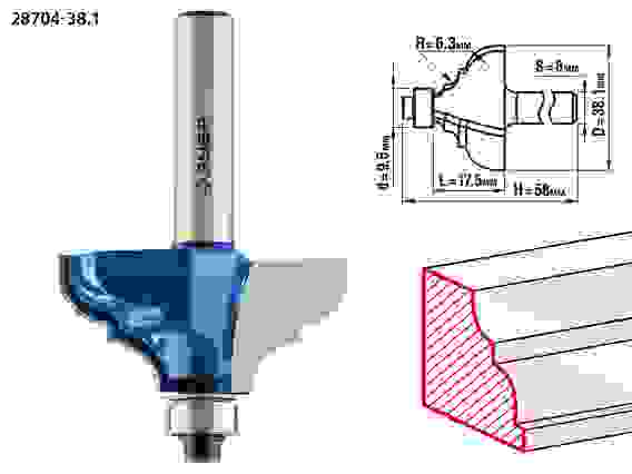 Фреза кром. калевочная №3, 38.1x17.5мм, r=6.3мм, Профессионал ЗУБР