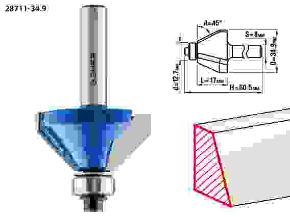 Фреза кром. калевочная (фасочная) №9, 34.9x16мм, Профессионал ЗУБР