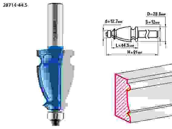 Фреза кром. фигурная №3, 44.5x28мм, хвостовик 12мм, Профессионал ЗУБР