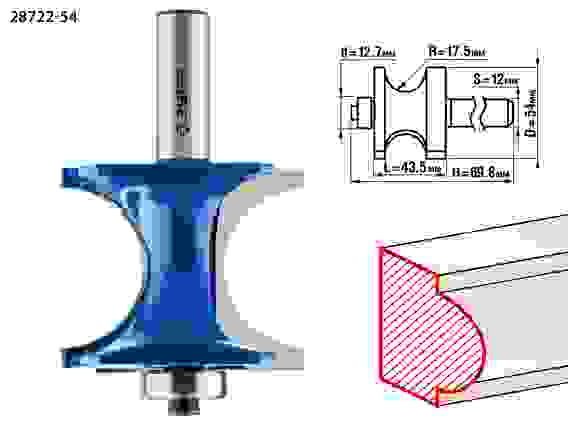 Фреза полустерж. с подшип., 54x51мм, r=12.7мм, Профессионал ЗУБР