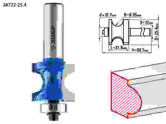 Фреза полустерж. с подшип., 25.4x31.8мм, r=6.3мм, Профессионал ЗУБР