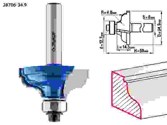 Фреза кром. калевочная №5, 34.9x15мм, r=4.8мм, Профессионал ЗУБР