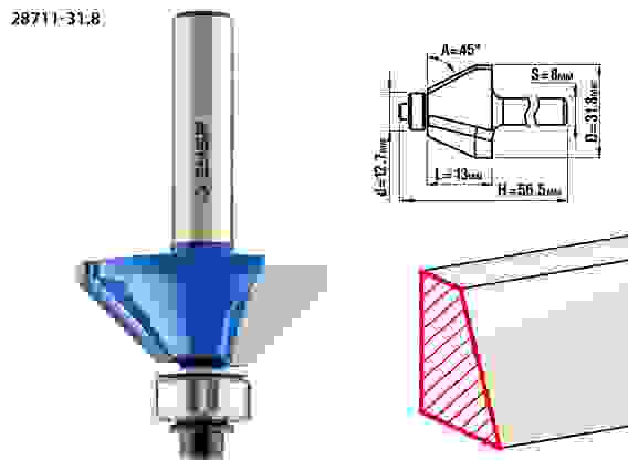 Фреза кром. калевочная (фасочная) №9, 31.8x13мм, Профессионал ЗУБР