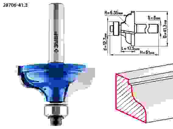 Фреза кром. калевочная №5, 41.3x18мм, r=6.3мм, Профессионал ЗУБР