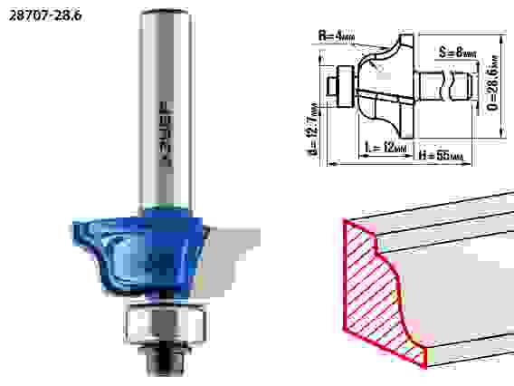 Фреза кром. калевочная №6, 28.6x12 м, r=4мм, Профессионал ЗУБР