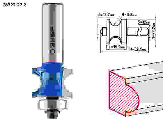 Фреза полустерж. с подшип., 22.2x25.4мм, r=4.8мм, Профессионал ЗУБР