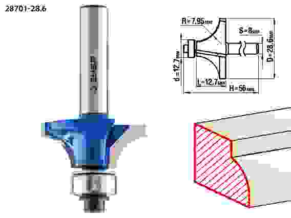 Фреза кром. калевочная №1, 28.6x12.7мм, r=8 мм, Профессионал ЗУБР