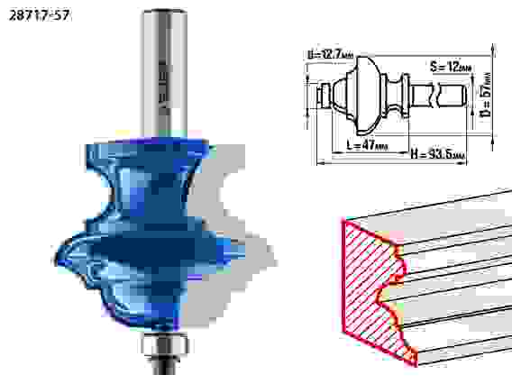 Фреза кром. фигурная №6, 57x47.6мм, хвостовик 12мм, Профессионал ЗУБР