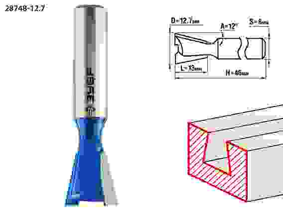 Фреза пазов. фасон. "Ласточкин Хвост", 12.7x13мм, 12°, Профессионал ЗУБР