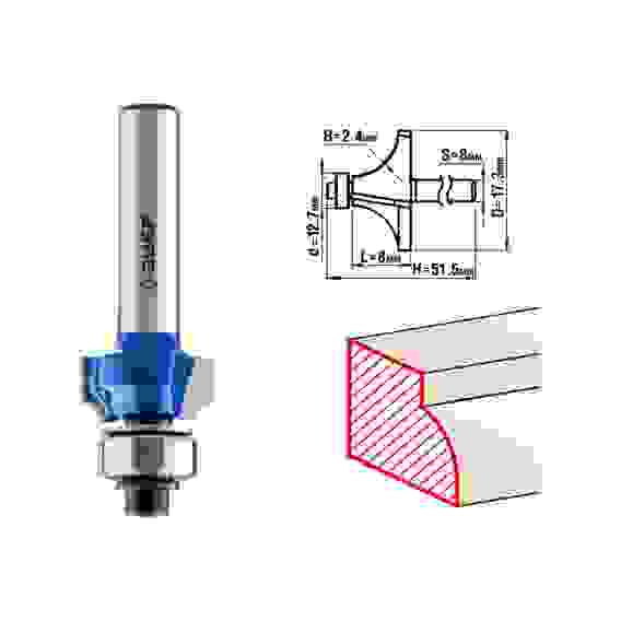 Фреза кром. калевочная №1, 17.3x8мм, r=2.4мм, Профессионал ЗУБР