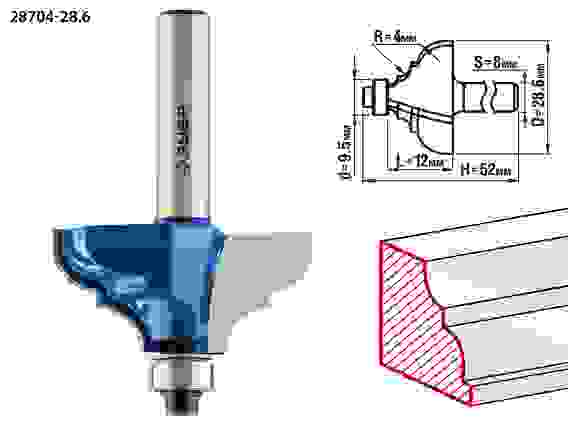 Фреза кром. калевочная №2, 28.6x12мм, r=4мм, Профессионал ЗУБР
