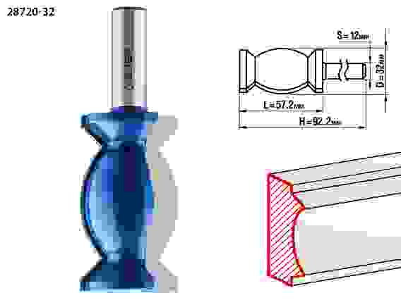 Фреза кром. фигурная №9, 32x57мм, хвостовик 12мм, Профессионал ЗУБР