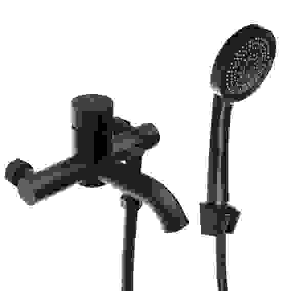 Смеситель для ванны с душем, короткий излив, картридж 35мм, нерж. сталь, черный, SS09-M132 СоюзКран