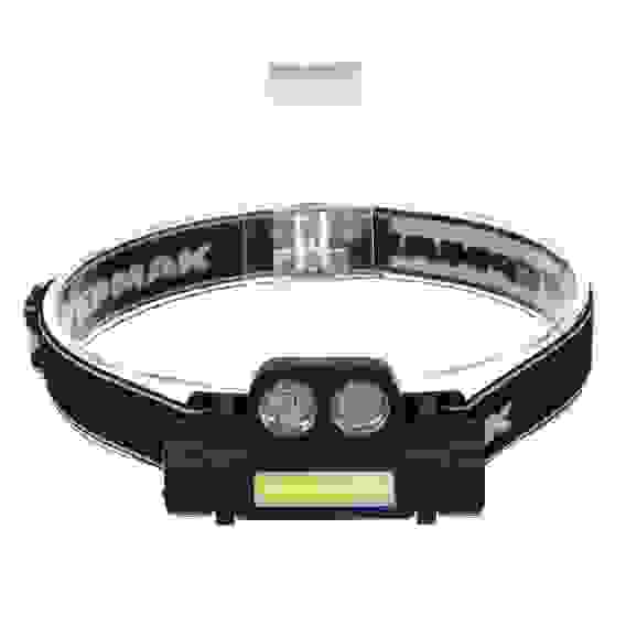 Фонарь налобный, COB LED, 2 режима, 800мАч, зарядка USB, пластик, 92х35х45 мм ЕРМАК