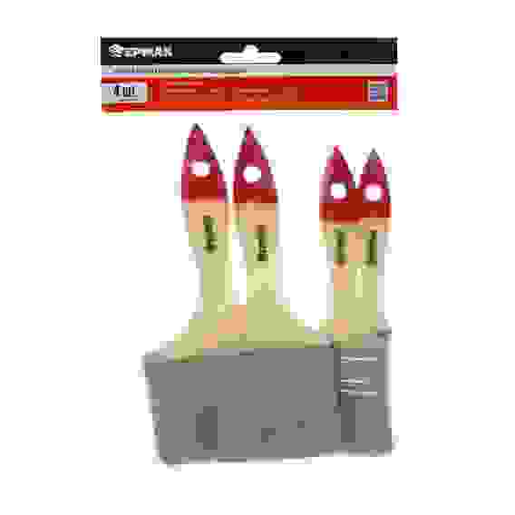 Набор 4х малярных флейцевых кистей смешанный ворс: 25/50/70/100мм ЕРМАК