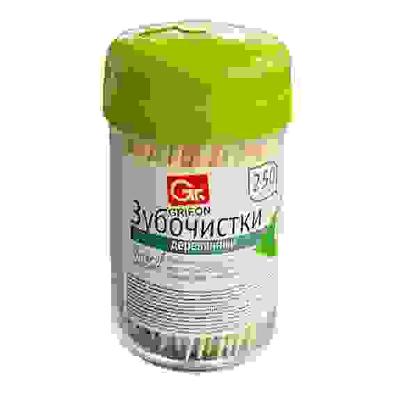 Зубочистки из дерева 250 шт. в пластиковой баночке GRIFON