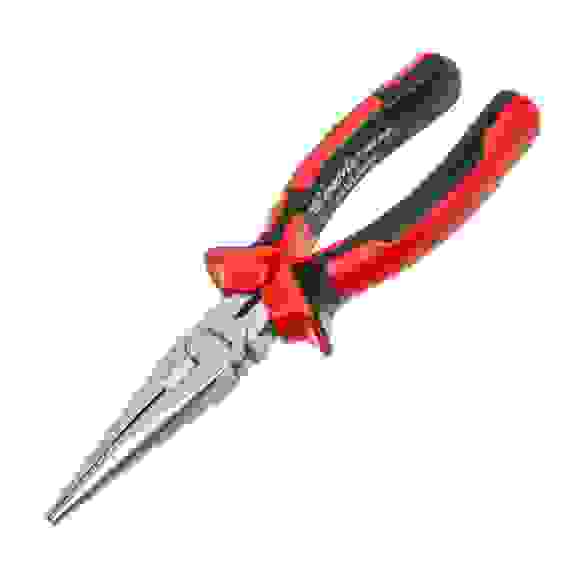 Длинногубцы NICKEL, 180 мм, прямые никелированные, двухкомпонентные рукоятки// Matrix