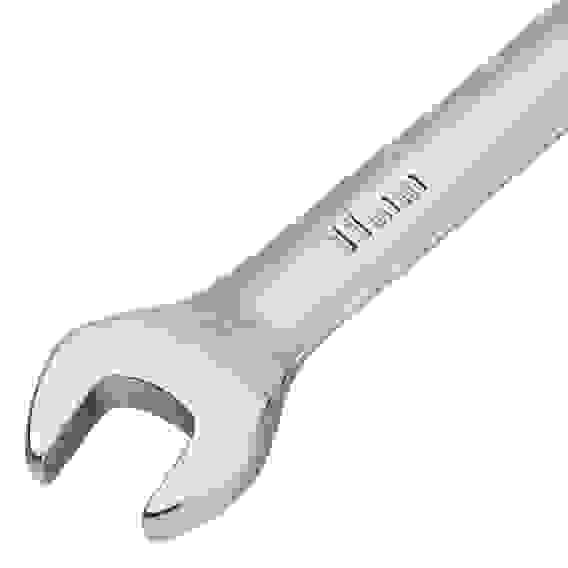 Ключ комбинированный трещоточный, 11 мм, CrV, матовый хром// Denzel