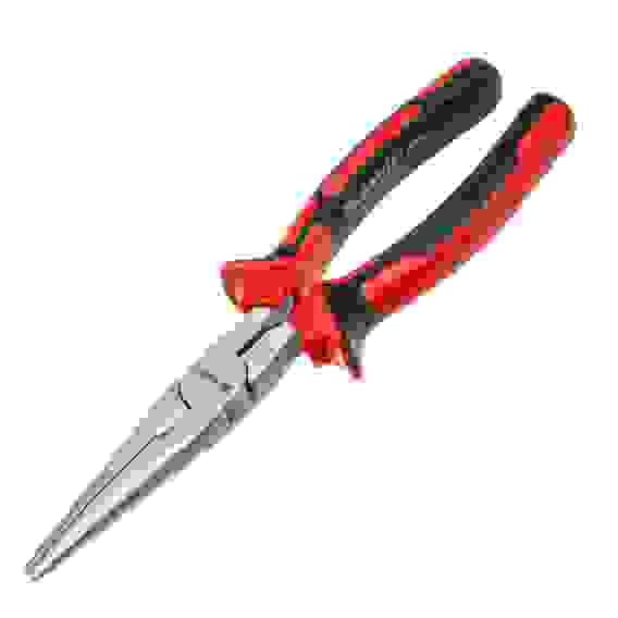 Длинногубцы NICKEL, 200 мм, прямые никелированные, двухкомпонентные рукоятки// Matrix